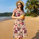 thumbnail image 4 of Balery gold Skull Guitar record Vestidos sueltos de manga corta para mujer, vestidos de verano 2025, vestidos casuales de corte A con vuelo., 4 of 6