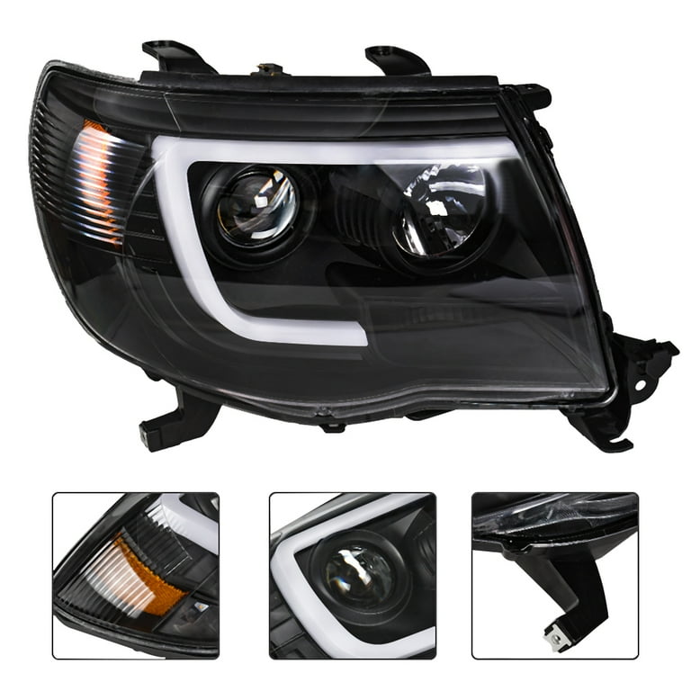 FOR 07-13 CHEVY SILVERADO 1500 LED TUBE BLACK PROJECTOR HEADLIGHTS W/DRL SIGNAL