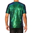 thumbnail image 3 of INSPIRE CHIC Glitter T-Shirt for Men's Sequin Tee Tops Short Sleeve Crew Neck Disco Metallic T Shirt 2XL Green, 3 of 5