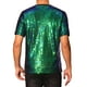 thumbnail image 3 of Camiseta con brillo INSPIRE CHIC para hombres, camiseta de lentejuelas de manga corta, cuello redondo, camiseta disco metálica XL verde, 3 of 5