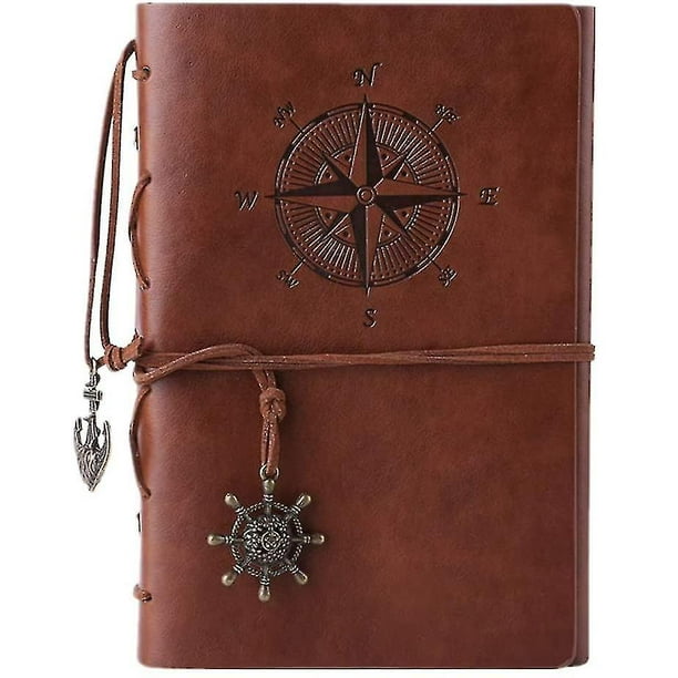 Leather Journal Notebook,vintage Spiral Notebook Refillable Daily Planner Embossed Travel