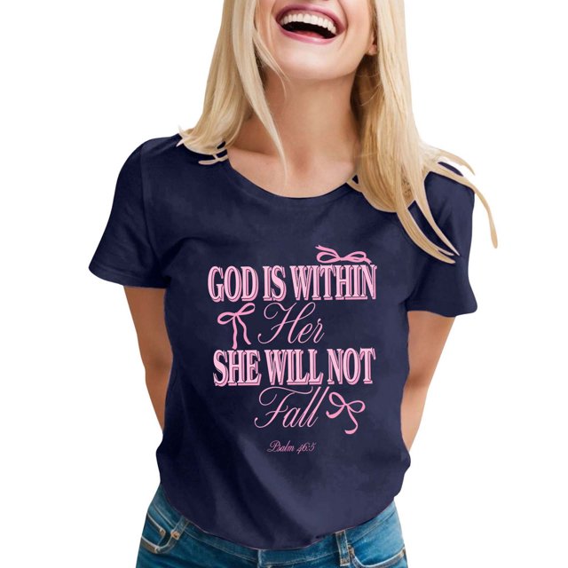 VJATTWR Hauts à Manches Courtes pour Femmes T-Shirt Décontracté Imprimé Col Rond Manches Courtes TTG