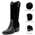 thumbnail image 3 of Love Steetly Cowboy Boots for Women Western Cowgirl Chunky Heeled Mid Calf Boot Pointed Toe Comfort Casual Fashion Calf High Womens Knee-High Boots., 3 of 6