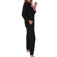 thumbnail image 2 of Guardurnaity Conjunto de 2 piezas de ropa de mujer de diseño Simple, pantalones de manga larga, camiseta de Color sólido, Kit de pantalones, Pijama L, 2 of 5