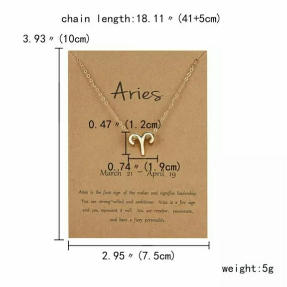 EOEMY 12 Constellation Pendant Necklace Zodiac Women'S Clavicle Chain Charm Jewellery-Aries-Gold