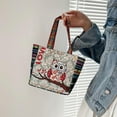 thumbnail image 6 of Traditional Women Tote Bag, Travel Bag, Handmade Casual Handbags for Outdoor , Beige Owl F-Beige Owl, 6 of 8