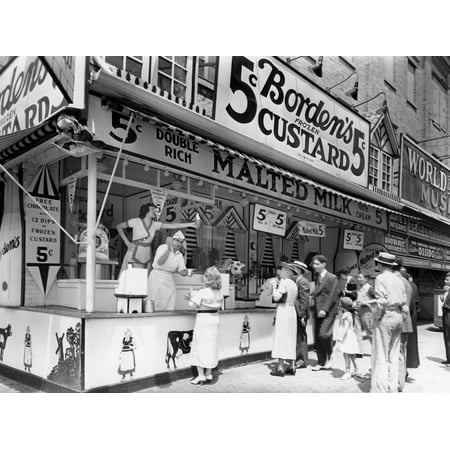 1930s Bordens 5 Cent Frozen Custard Cone Stand on Coney Island New York City Print Wall