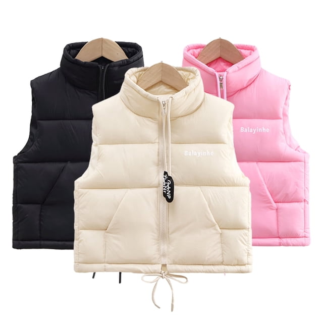 CSCHome - Chaleco acolchado de plumas para niños y niñas, ropa de abrigo para niños pequeños, chaleco cálido para otoño e invierno, abrigos de invierno, bonita chaqueta acolchada sin mangas con