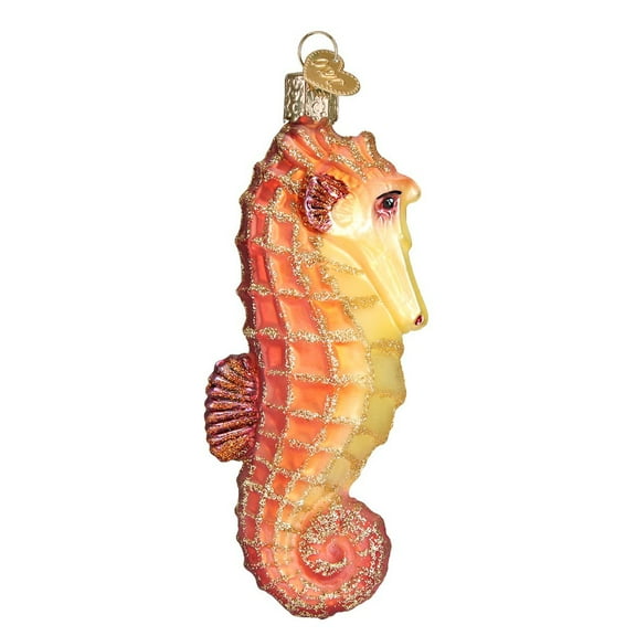 Old World Christmas Ornaments Orange Sea Horse Glass Blown Ornaments for Christmas Tree