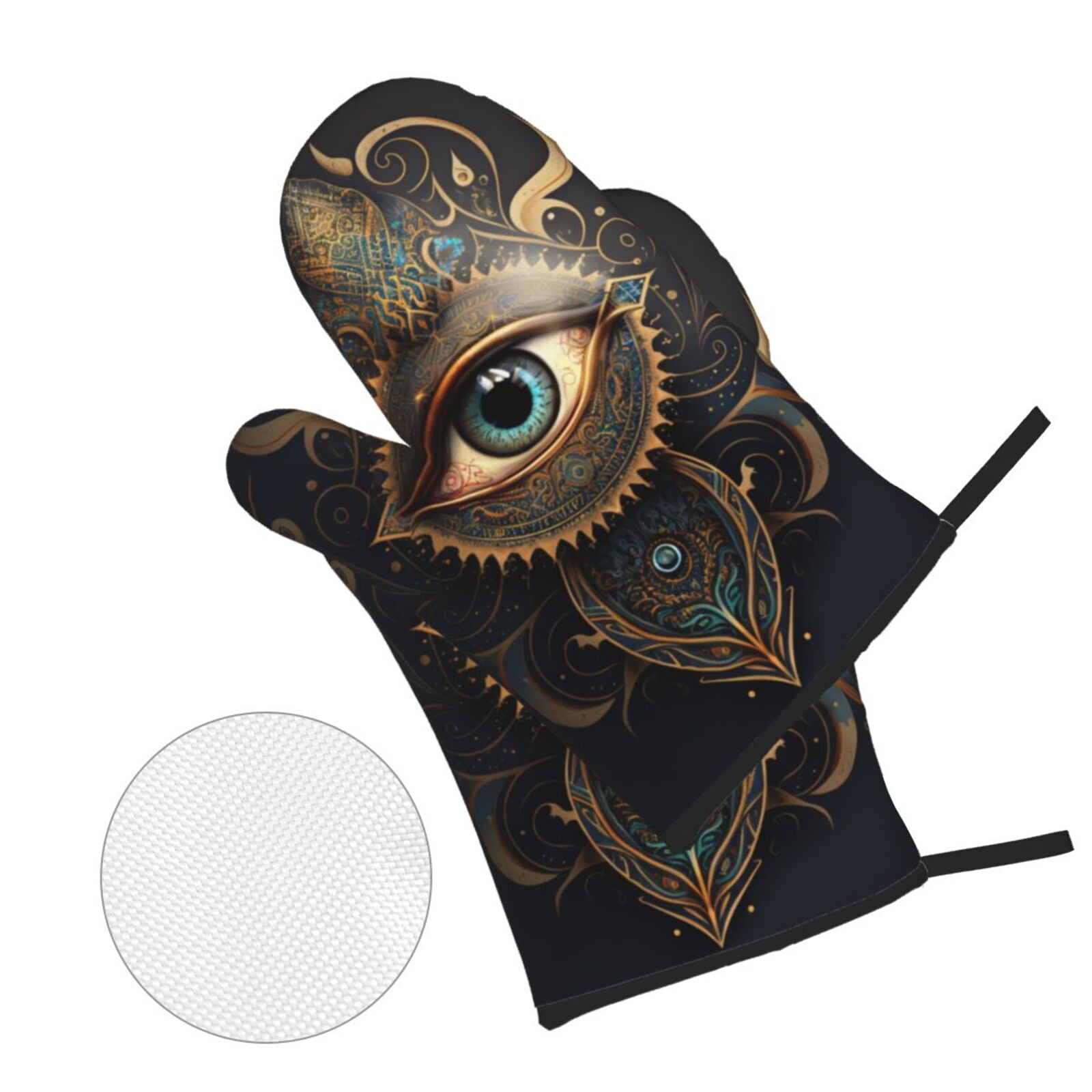Illuminati Fatima Hamsa All Seeing Eye Art 4Pcs Oven Mitts and Pot Holders Sets Oven Kitchen Gloves Hot Pads for Cooking BBQ Baking Grilling