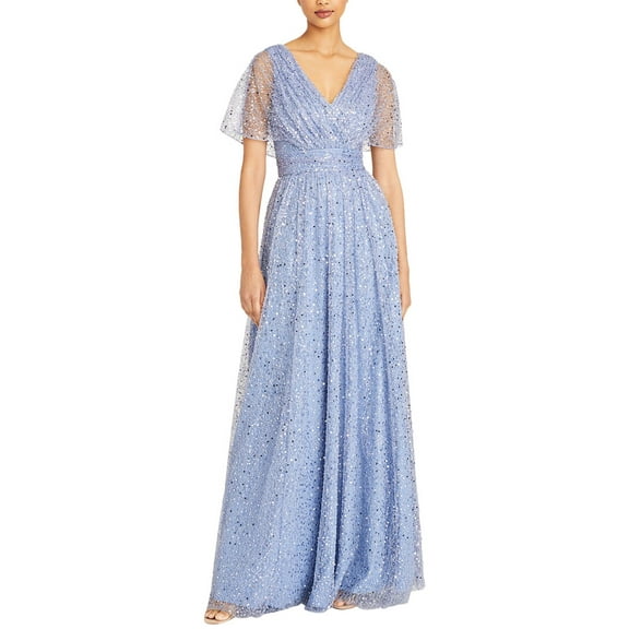 Theia womens Sabine V-Neck Beaded Gown, 0