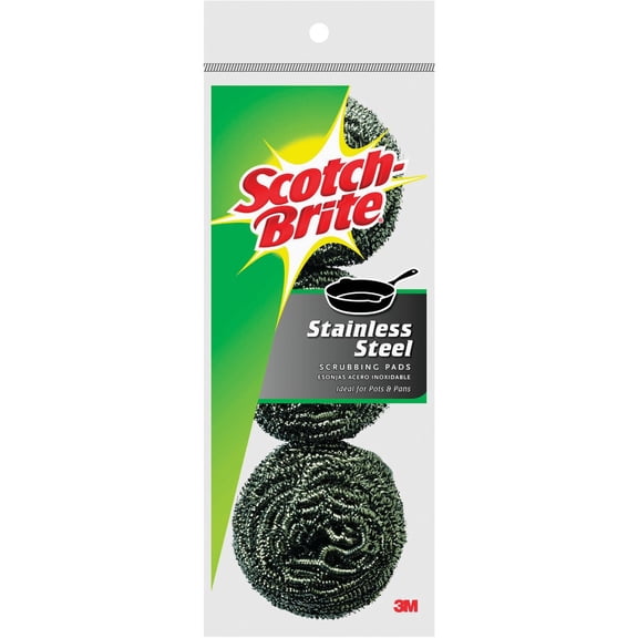 Scotch-Brite 214C Stainless Steel Scrubbing Scouring Pad, 3-Pads, 8 Pack