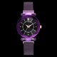 thumbnail image 4 of Reloj de cuarzo para mujer, esfera estrellada, cinturón de aleación, hebilla magnética, elegante reloj de pulsera informal, color morado, 4 of 4