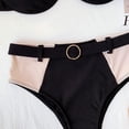 thumbnail image 4 of 2024 traje de baño de dos piezas traje de baño sexy de cintura alta bikini de costura B298W negro L, 4 of 5