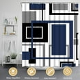 thumbnail image 2 of FRAMICS Blue Black Geometric Shower Curtain Sets with Rugs, 16 Pc Modern Abstract Bathroom Sets, Waterproof Fabric Shower Curtain with 12 Hooks and Toilet Rugs, 2 of 9