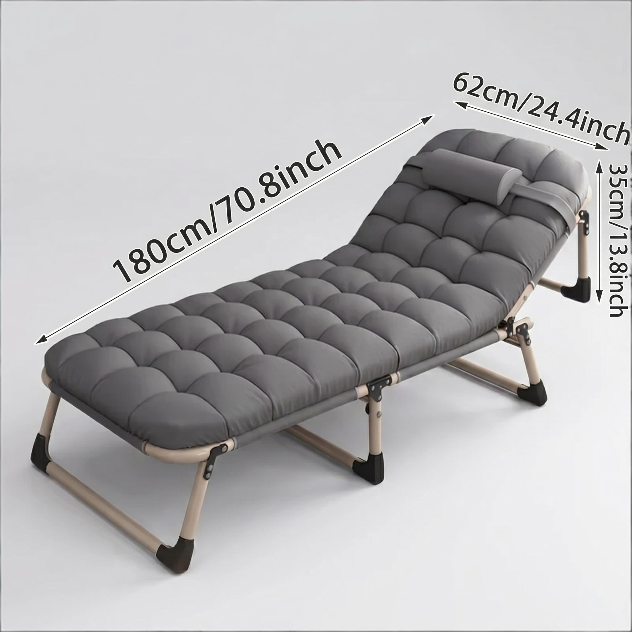 Howcool Patio Folding Chaise Lounge Bed, Ergonomic Single Reclining Cot, Portable Heavy Duty Outdoor/Indoor Folding Bed for Garden, Patio, Camping & Office