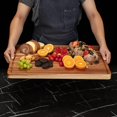thumbnail image 3 of EuKer Large Acacia Cutting Board, 24" x 18" Solid Wood Butcher Block with Side Handles for Kitchen, 3 of 9