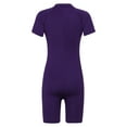 thumbnail image 2 of inlzdz Boys Girls One Piece Rash Guard Swimsuits Short Sleeve Zipper Front Bathing Suit Shorty Wetsuit Purple 14, 2 of 7
