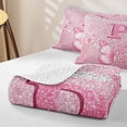 thumbnail image 4 of meiyoeat Pink Glitter Butterfly Monogrammed P Quilt King for Girls, Sparkle Floral Initial Letter King Coverlet Set, 3pcs 1 Bedspread and 2 Pillowcases, 4 of 7