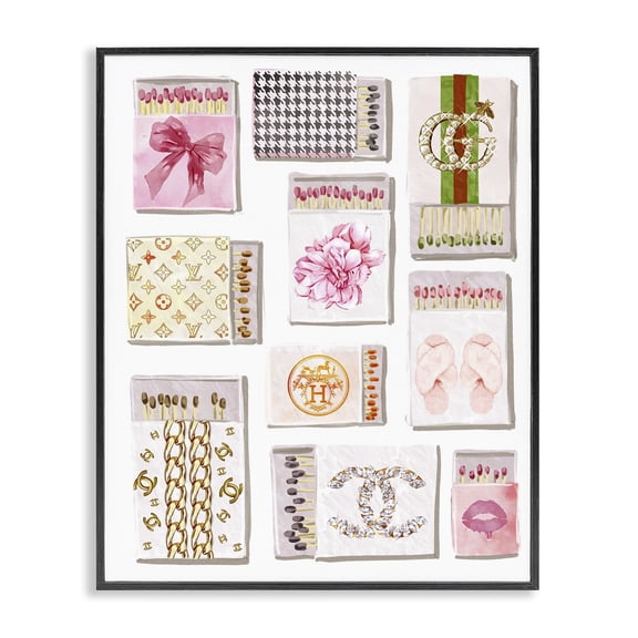 Stupell Industries Glam Girl Matchboxes Black Framed Giclee Art design by Ziwei Li, 14 x 11