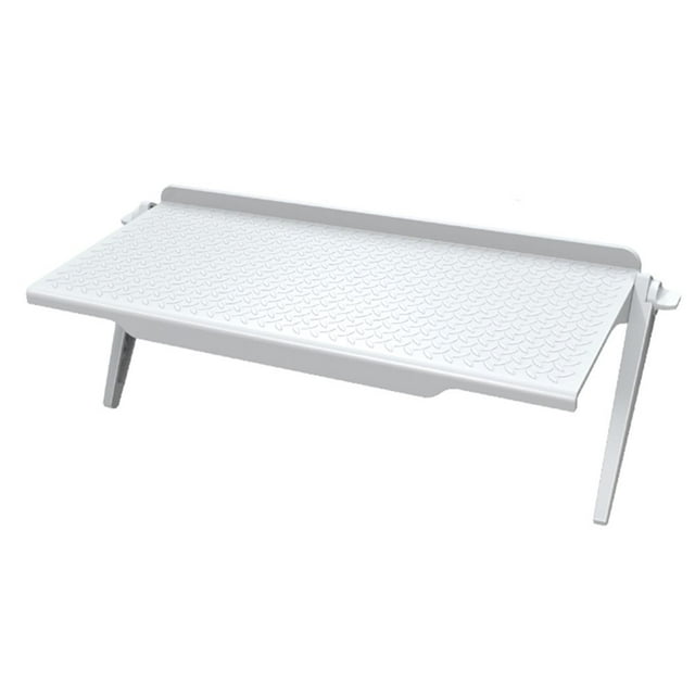 Plastic Computer Monitor Desktop Stand Adjustable TV Screen Top Storage Shelf (White S)