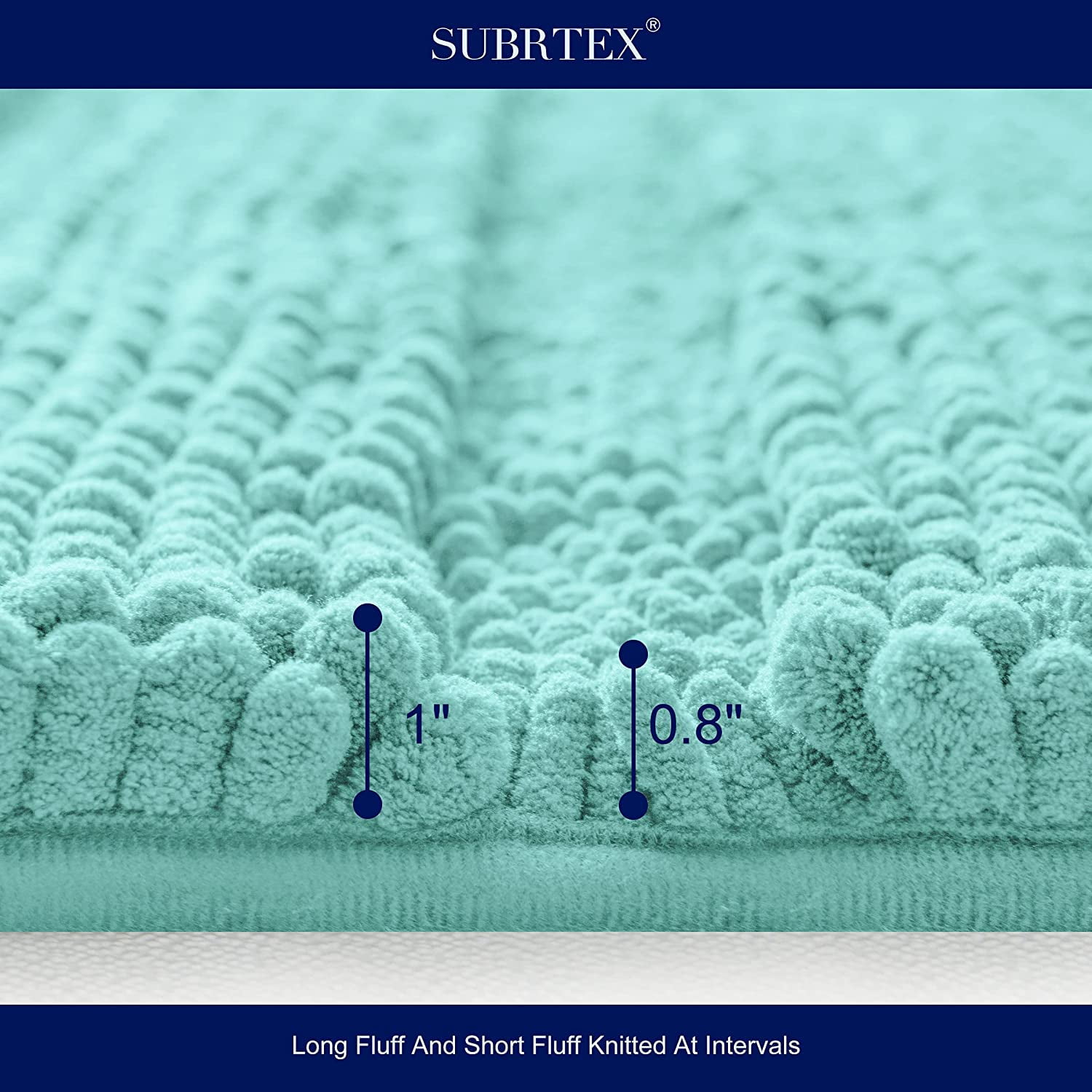 Subrtex Non-Slip Bathroom Rugs Chenille Soft Striped Plush Bath Mat (Light Green, 18" x 48")