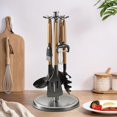 thumbnail image 3 of Utensils Storage Stand - Kitchen Utensils Hanger, Rotating Utensil Holder | Multifunctional Countertop Utensil Organizer, Anti Slip Flatware Organizer Rack for Spoon, Spatula, 8.5x8.5x17.3in, 3 of 8