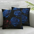 thumbnail image 3 of Leisuo  Rose Decorative Throw Pillow Cover, Soft Rose Floral Bouquet Square Cushion Case Set for Couch Sofa Bedroom Living Room, Elegant Royal Blue Romantic Pillow Cases Pillowcases White, 3 of 5