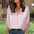 thumbnail image 2 of LIaqionyy 3/4 Sleeve Tops for Womens Plus Size Satin V Neck Dressy Casual Business Work Blouses Office Shirts, 2 of 5