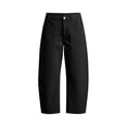thumbnail image 5 of ZToonmas Solid Barrel Cropped Pants for Women High Waist Button Zip Fly Loose Straight Nine Point Casual Ankle Pants with Patch Pockets, 5 of 7
