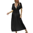 thumbnail image 2 of zaveiop Women Swimsuit Cover up Bikini Bathing Suit Sexy Deep V Neck Swim Beach Dresses Summer Beachwear (Black, One Size), 2 of 7