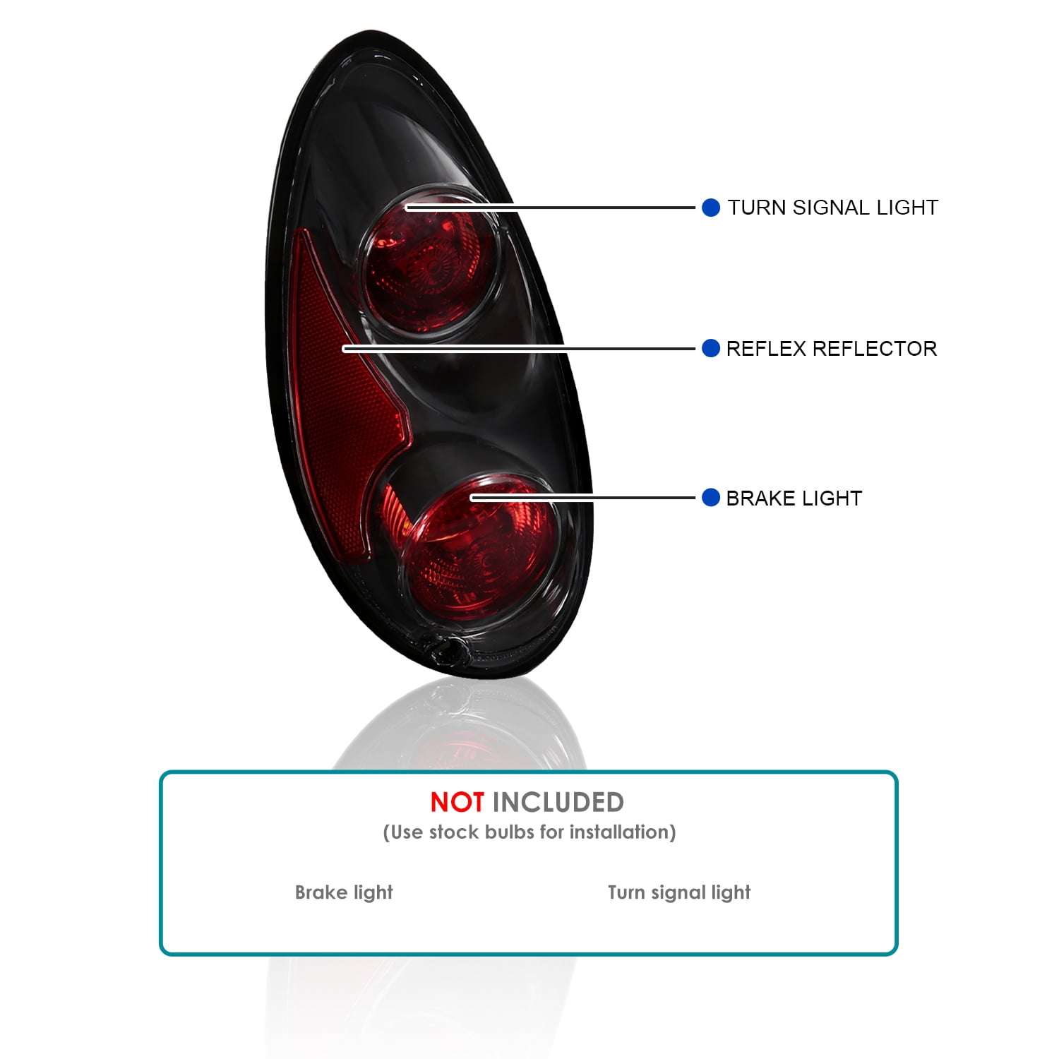Spec-D Tuning Black Tail Lights Compatible with 2001-2005 Chrysler PT Cruiser, Left + Right Pair Assembly