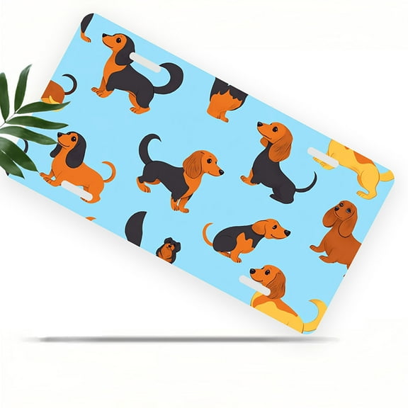 License Plate, Dachshund Decorative Front,Personalized Stainless Steel License Plate Cover For Men Women,12.2" X 6.2"