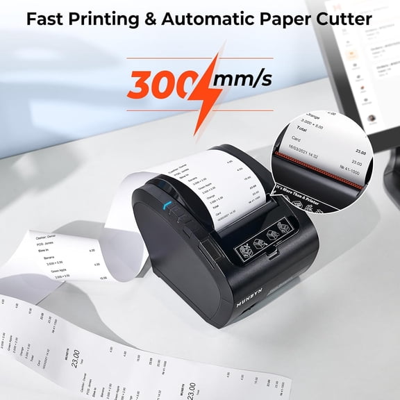 Bluetooth Thermal Receipt Printer P047 - 80mm POS Printer with USB Serial Ethernet for Android Windows PC