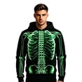 thumbnail image 5 of RUTAYY Men's Hoodie Long Sleeve Halloween Glowing Skeleton Ribcage Graphic Streetwear Sweatshirt Green, 5 of 5