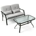 thumbnail image 1 of Gymax Ensemble de Meubles 2 Pcs Causeuse d'Extérieur Chaise Table Basse Siège Coussiné Patio, 1 of 4