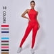 thumbnail image 2 of Mono de una pieza con espalda en V para gimnasio, ropa deportiva, mono de entrenamiento, trajes deportivos para Yoga, peleles de Fitness ajustados para mujer con cremallera, 2 of 5