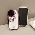 thumbnail image 4 of Compatible with iPhone 14 Pro Max Clear Phone Case Women Girls Plating Astronaut Hidden Stand Case Camera Protection Soft Silicone Shockproof Case for iPhone 14 Pro Max 6.7 inch (Silver), 4 of 10