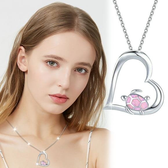 Latrodar 925 Sterling Silvery Heart Birthstone Necklace for Womens Women's jewelry Diamond Pendant Necklaces Gifts Best Friend Gifts for Women