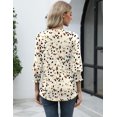 thumbnail image 4 of Camiseta tipo túnica LOMON para mujer, cuello en V, manga 3/4, color blanco albaricoque, 4 of 6
