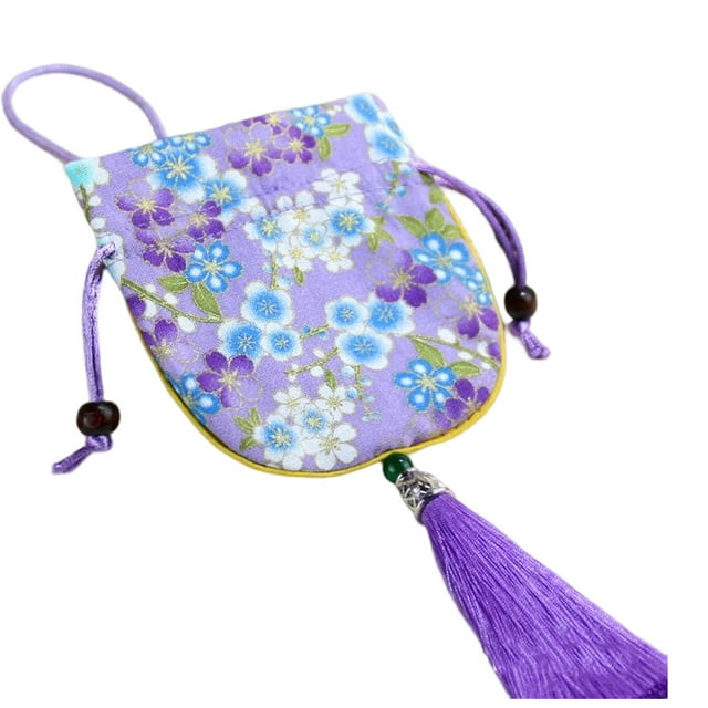 QualitChoice Sachet Bag Traditional Chinese Style Delicate Bags with Tassel Retro Pouch Pendant Printing Pattern Party Favor Ornament Red Type 1 Purple Type 2