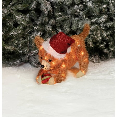 Holiday Time Christmas Decor 20 Fluffy Cat Hold Ornament