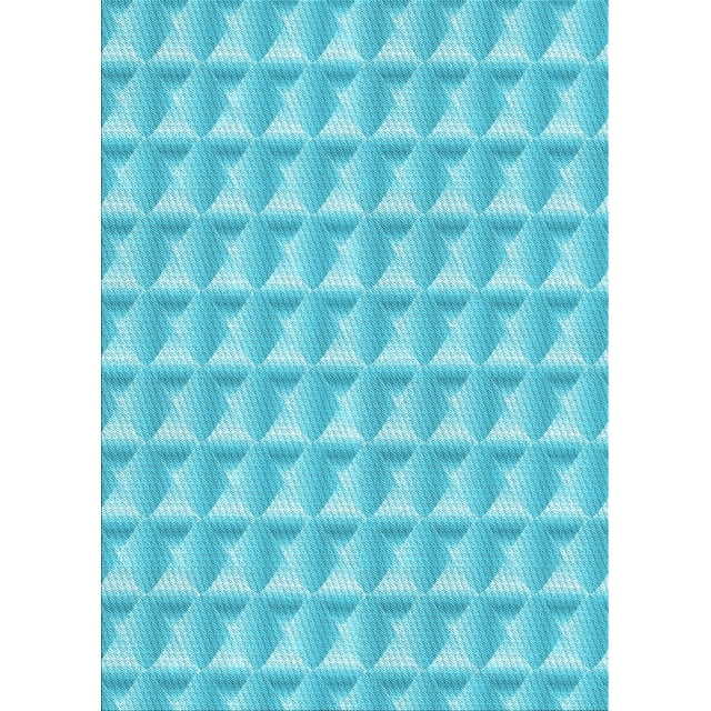Ahgly Company Machine Washable Indoor Rectangle Transitional Bright Turquoise Blue Area Rugs, 5' x 7'