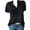 F478 Black, variant on Likimi T Shirts For Women Short Sleeve Printing V Neck Button Down Fashionable Casual Tops Black Size L