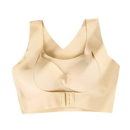 

harmtty Sports Bra Front Closure Soft No Rims Breathable Fitness Vest for Women Skin Color