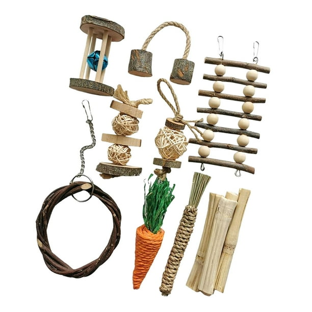 Juguetes de madera para conejillos de indias, accesorios de ejercicio, juego de juguetes para hámster, suministros para mascotas G