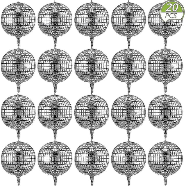 Globos de Discoteca JanHm 20 Piezas 4D 22 Pulgadas Color Plata
