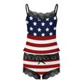 thumbnail image 5 of XIAOCHA Womens Thin Blue Line Flag Print Lace Trim Pajama Set Loose Camisole Sleepwear Soft Patriotic Sleep Pajamas Set, 5 of 5