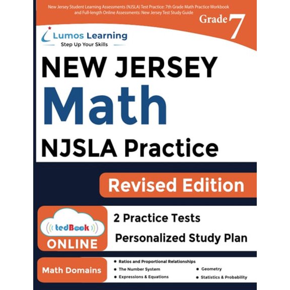 Pre-Owned New Jersey Student Learning Assessments (NJSLA) Test Practice: 7th Grade Math Practice Workbook and Full-length Online Assessments: New Jersey Test S... (Paperback) 1689665718 9781689665711