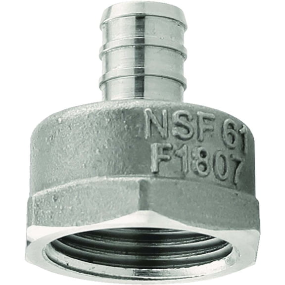 Boshart Pex Adapter Female Stainless Steel - Durable - 1/2 In. x 3/4 In.